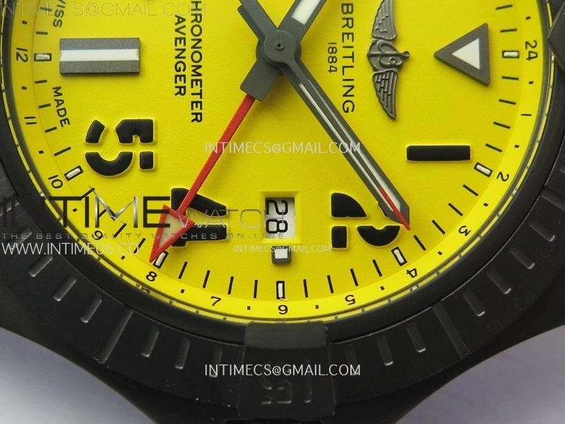 AVENGER V32395 45mm Ti DLC 1:1 Best Edition Yellow Dial on Nylon Strap A2824