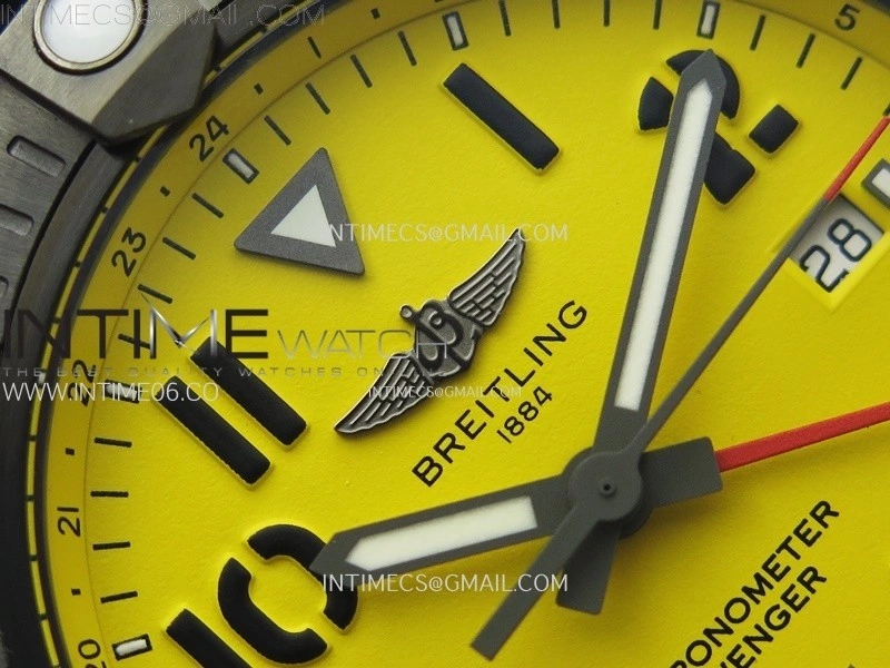 AVENGER V32395 45mm Ti DLC 1:1 Best Edition Yellow Dial on Nylon Strap A2824