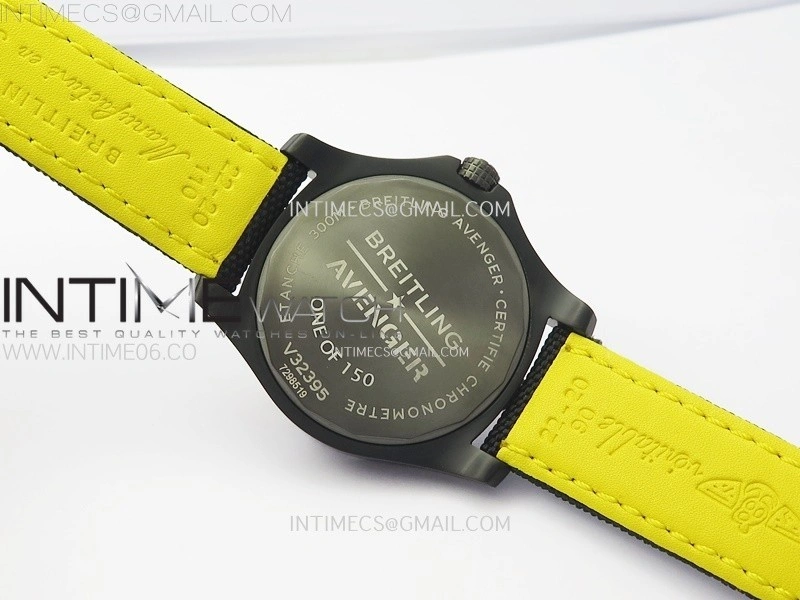 AVENGER V32395 45mm Ti DLC 1:1 Best Edition Yellow Dial on Nylon Strap A2824