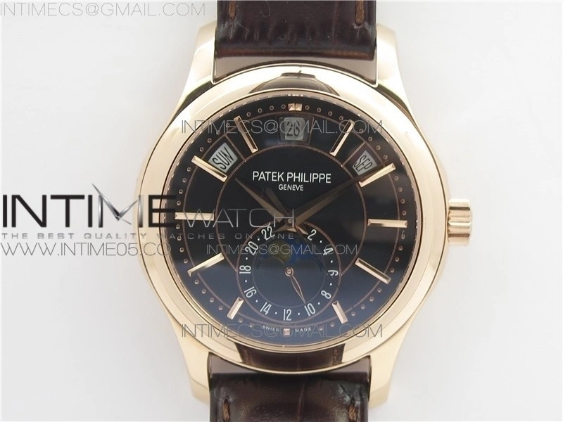 Annual Calendar Complications 5205R GRF RG Black dial on Brown leather strap