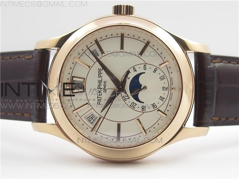 Annual Calendar Complications 5205R GRF RG Silver dial on Brown leather strap