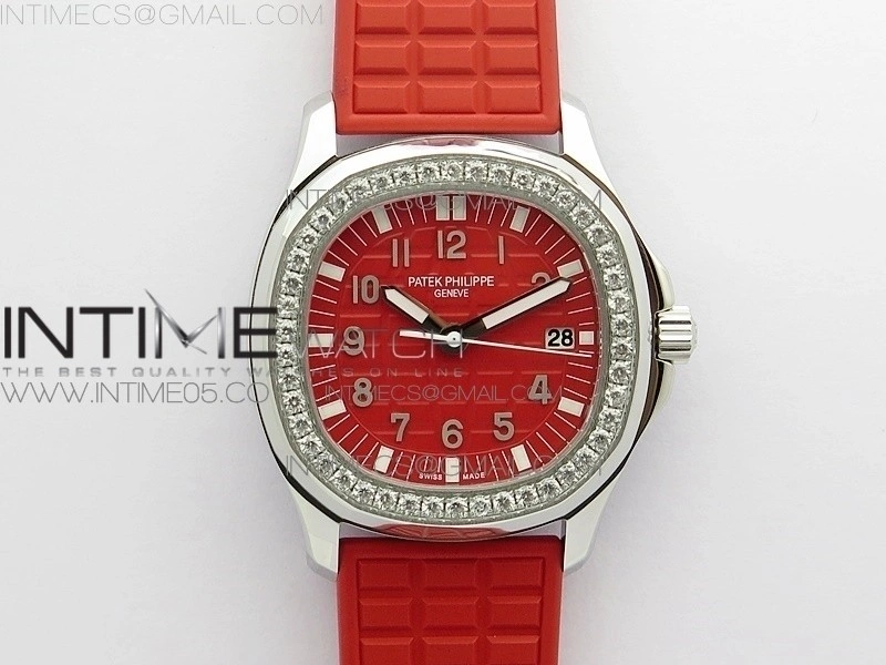 Aquanaut 5067A SS PPF 1:1 Best Edition Red Textured Dial on Red Rubber Strap AE23
