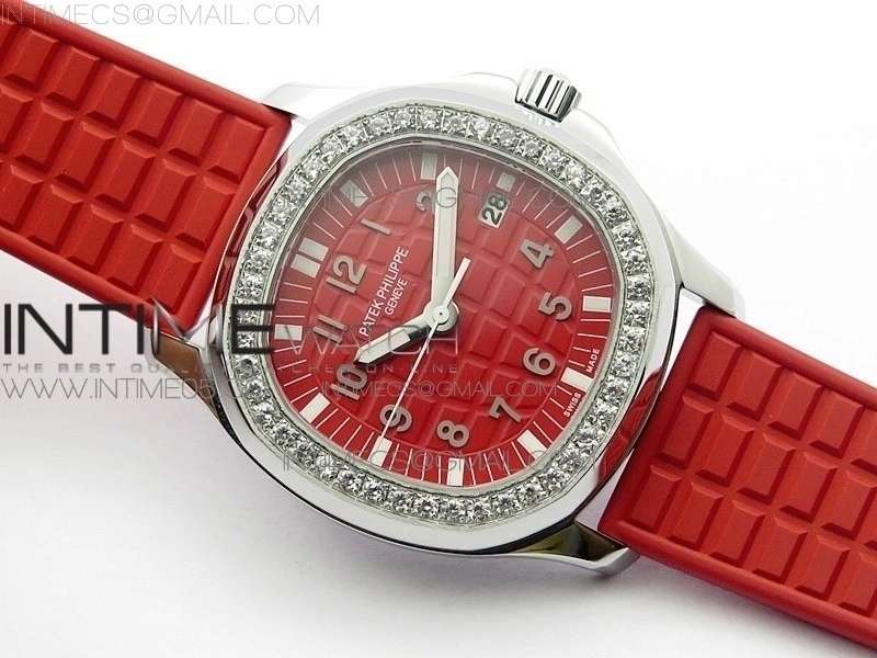 Aquanaut 5067A SS PPF 1:1 Best Edition Red Textured Dial on Red Rubber Strap AE23