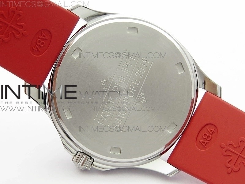 Aquanaut 5067A SS PPF 1:1 Best Edition Red Textured Dial on Red Rubber Strap AE23