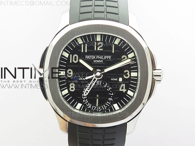 Aquanaut 5164A SS GRF Best Edition Black Dial on Black Rubber Strap A324 V2