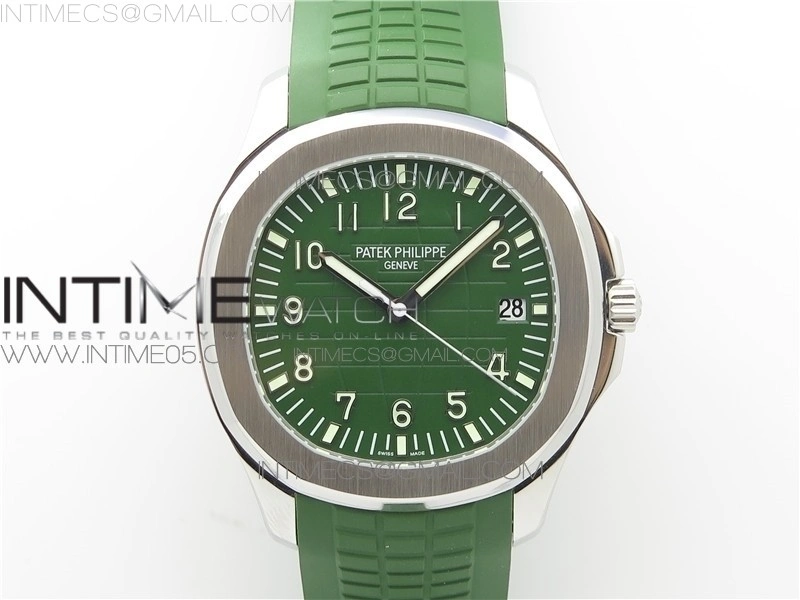 Aquanaut 5168G 42mm SS ZF 1:1 Best Edition Green Dial on Green Rubber Strap 324CS