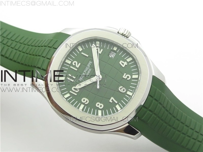 Aquanaut 5168G 42mm SS ZF 1:1 Best Edition Green Dial on Green Rubber Strap 324CS