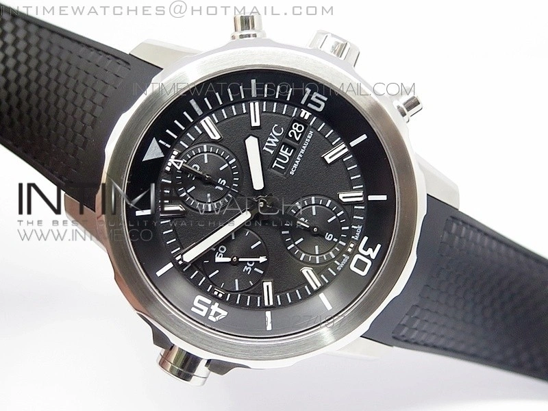 Aquatimer Costeau Diver Chrono SS Black Dial on Black Rubber Strap A7750