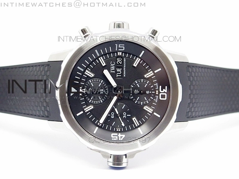 Aquatimer Costeau Diver Chrono SS Black Dial on Black Rubber Strap A7750