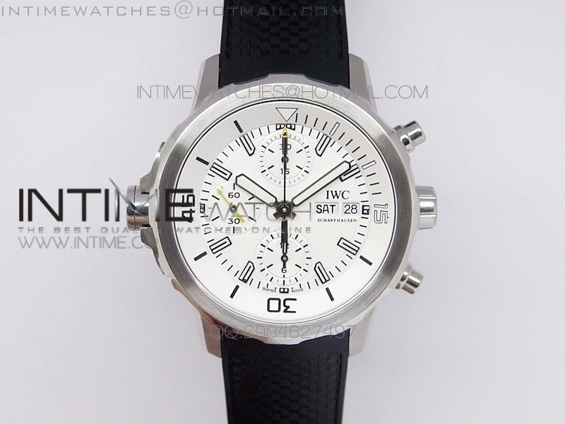 Aquatimer Costeau Diver Chrono SS White Dial on Black Rubber Strap A7750