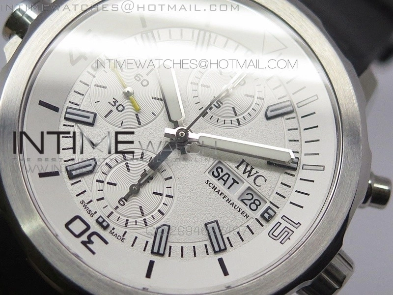 Aquatimer Costeau Diver Chrono SS White Dial on Black Rubber Strap A7750