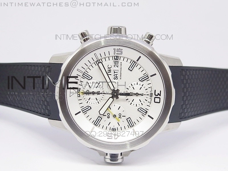 Aquatimer Costeau Diver Chrono SS White Dial on Black Rubber Strap A7750