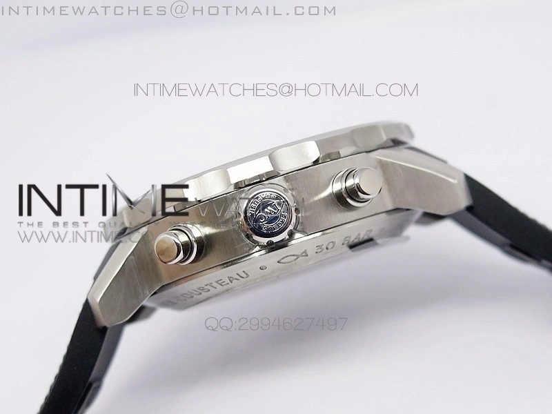 Aquatimer Costeau Diver Chrono SS White Dial on Black Rubber Strap A7750