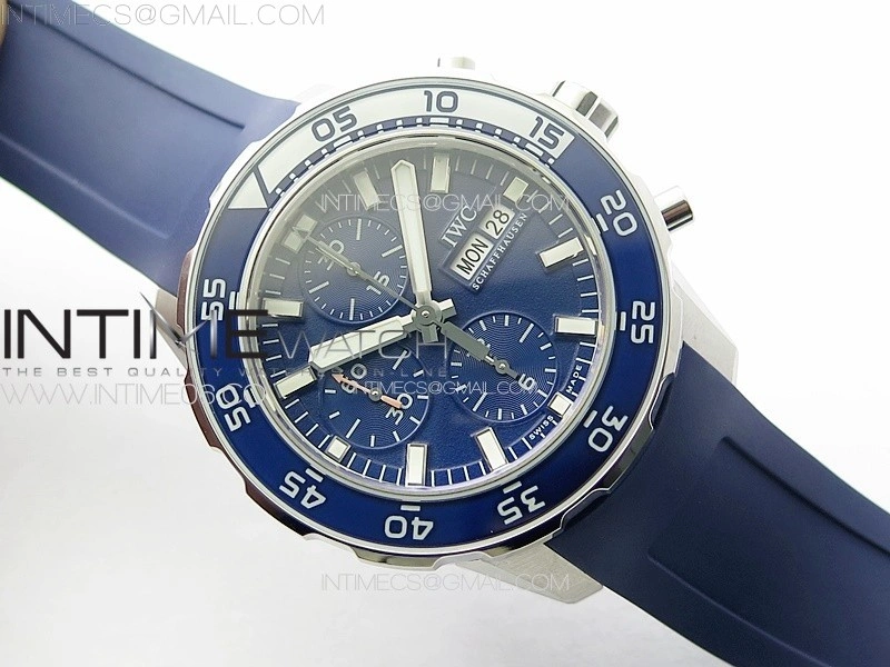 Aquatimer IW376711 SS V6SF 1:1 Best Edition Blue Dial on Blue Rubber Strap A7750