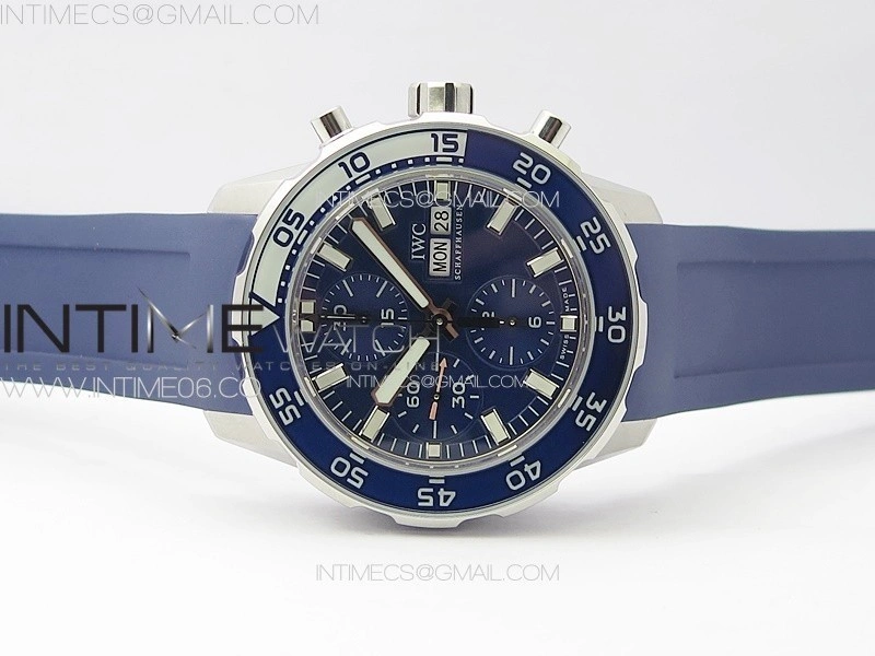 Aquatimer IW376711 SS V6SF 1:1 Best Edition Blue Dial on Blue Rubber Strap A7750