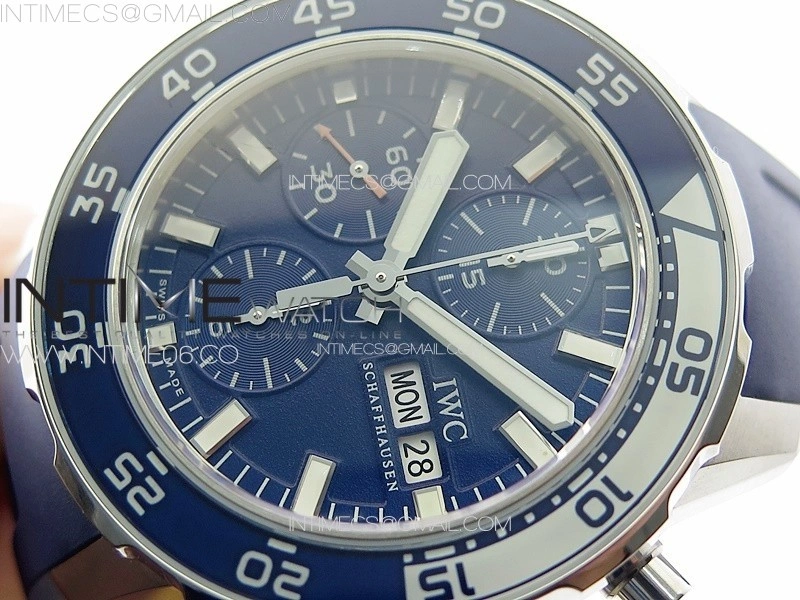 Aquatimer IW376711 SS V6SF 1:1 Best Edition Blue Dial on Blue Rubber Strap A7750