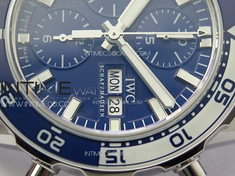 Aquatimer IW376711 SS V6SF 1:1 Best Edition Blue Dial on Blue Rubber Strap A7750