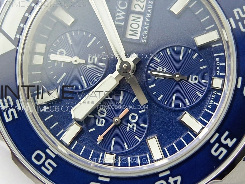 Aquatimer IW376711 SS V6SF 1:1 Best Edition Blue Dial on Blue Rubber Strap A7750