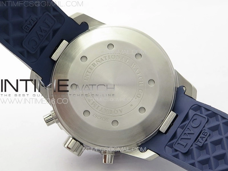 Aquatimer IW376711 SS V6SF 1:1 Best Edition Blue Dial on Blue Rubber Strap A7750