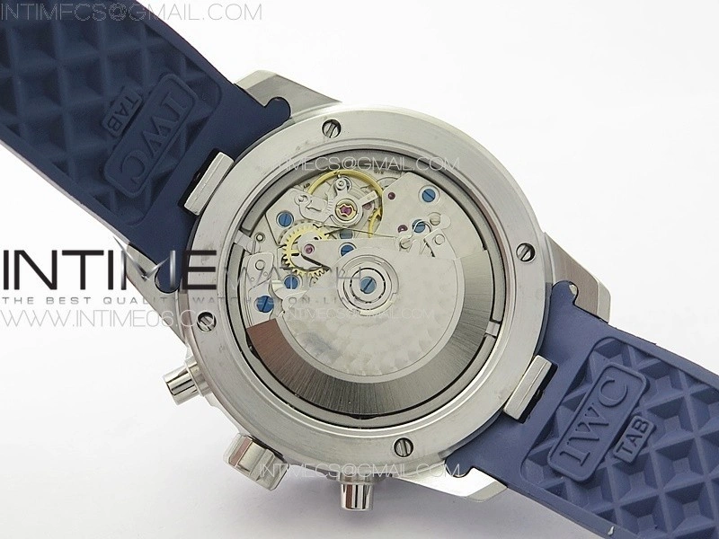 Aquatimer IW376711 SS V6SF 1:1 Best Edition Blue Dial on Blue Rubber Strap A7750