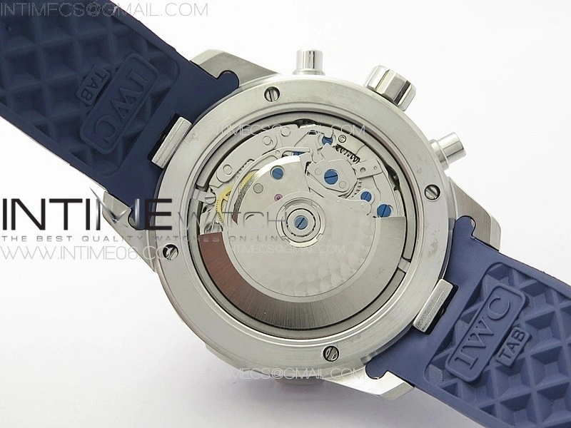 Aquatimer IW376711 SS V6SF 1:1 Best Edition Blue Dial on Blue Rubber Strap A7750