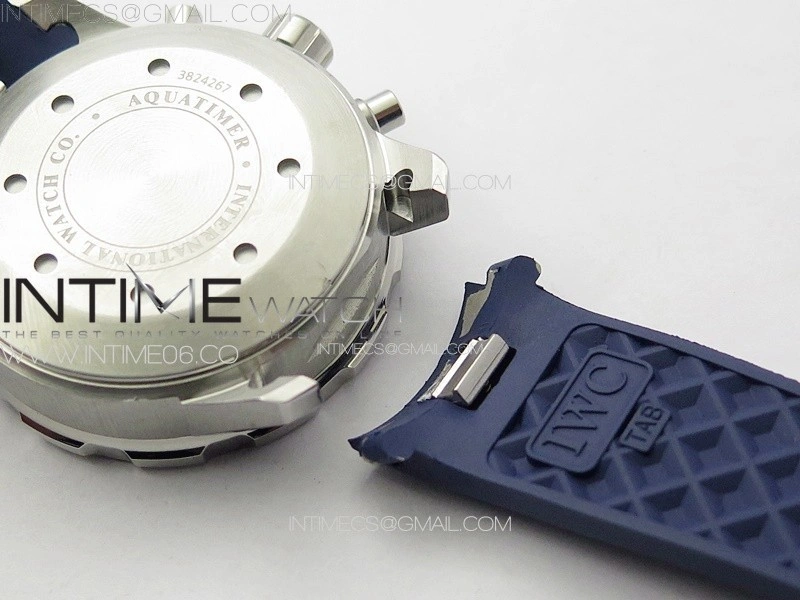 Aquatimer IW376711 SS V6SF 1:1 Best Edition Blue Dial on Blue Rubber Strap A7750