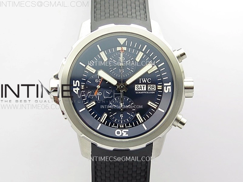 Aquatimer IW376805 SS APSF 1:1 Best Edition Blue Dial on Black Rubber Strap A7750
