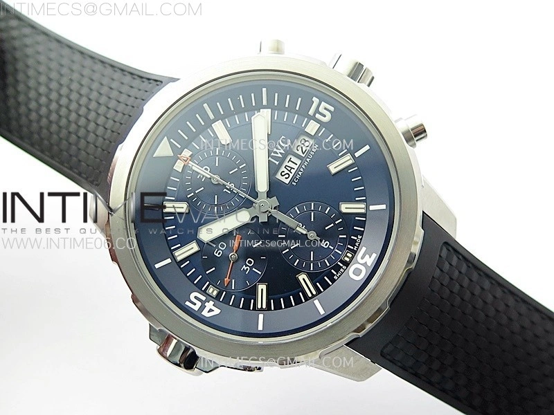 Aquatimer IW376805 SS APSF 1:1 Best Edition Blue Dial on Black Rubber Strap A7750