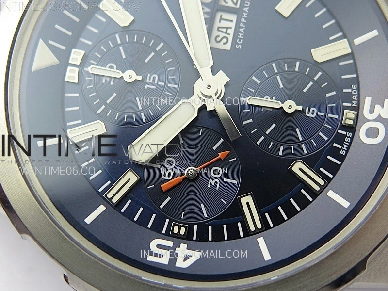 Aquatimer IW376805 SS APSF 1:1 Best Edition Blue Dial on Black Rubber Strap A7750