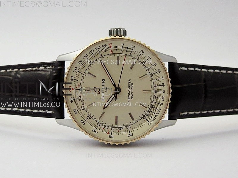 Navitimer 1 Automatic 41mm SS RG BLSF 1:1 Best Edition White Dial on Brown Leather Strap A2824