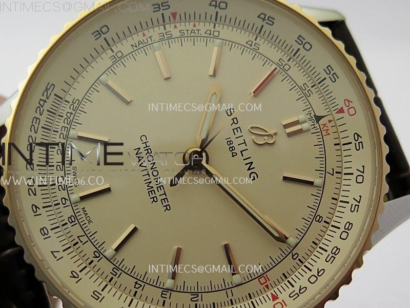 Navitimer 1 Automatic 41mm SS RG BLSF 1:1 Best Edition White Dial on Brown Leather Strap A2824