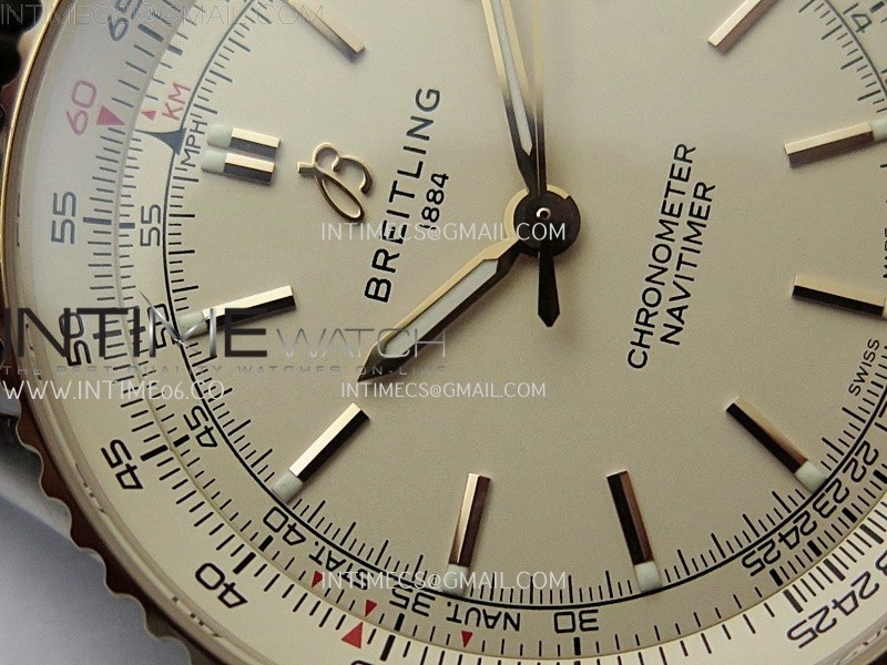 Navitimer 1 Automatic 41mm SS RG BLSF 1:1 Best Edition White Dial on Brown Leather Strap A2824