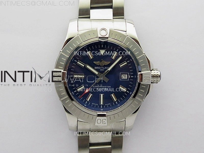 Avenger Automatic 43mm SS TF 1:1 Best Edition Blue Dial Stick Marker on SS Bracelet A2824