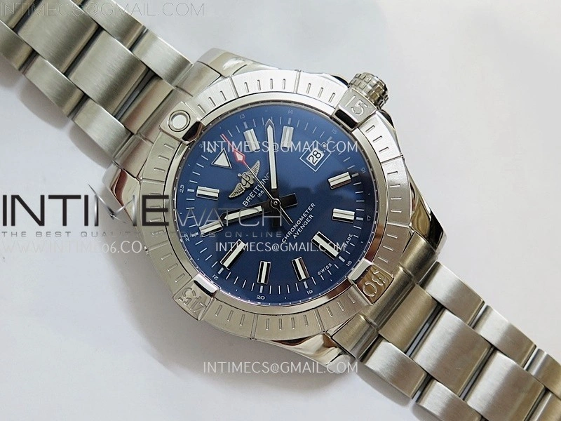 Avenger Automatic 43mm SS TF 1:1 Best Edition Blue Dial Stick Marker on SS Bracelet A2824