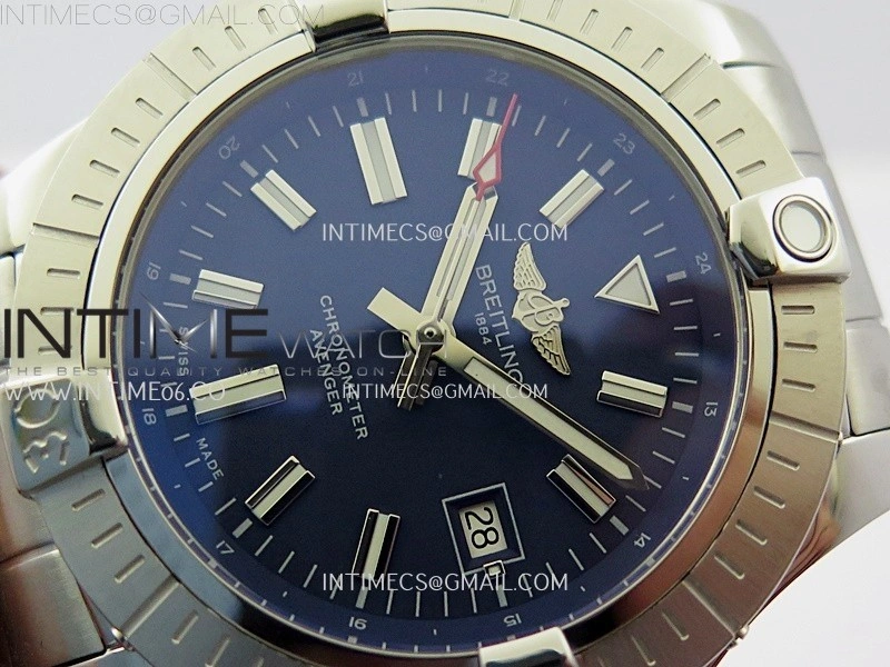Avenger Automatic 43mm SS TF 1:1 Best Edition Blue Dial Stick Marker on SS Bracelet A2824