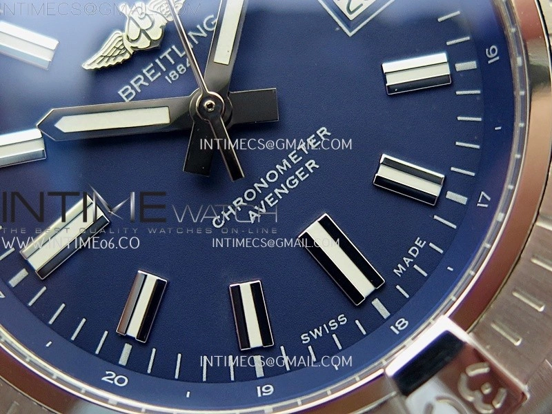 Avenger Automatic 43mm SS TF 1:1 Best Edition Blue Dial Stick Marker on SS Bracelet A2824
