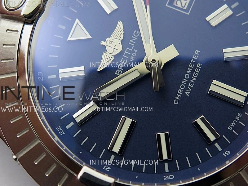 Avenger Automatic 43mm SS TF 1:1 Best Edition Blue Dial Stick Marker on SS Bracelet A2824