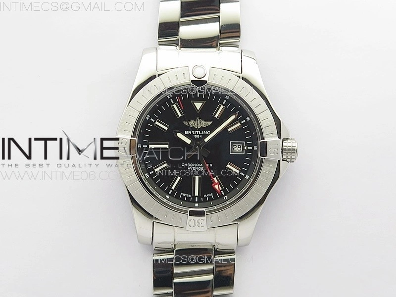 Avenger Automatic 43mm GMT SS B50 Best Edition Black Dial on SS Bracelet A2824