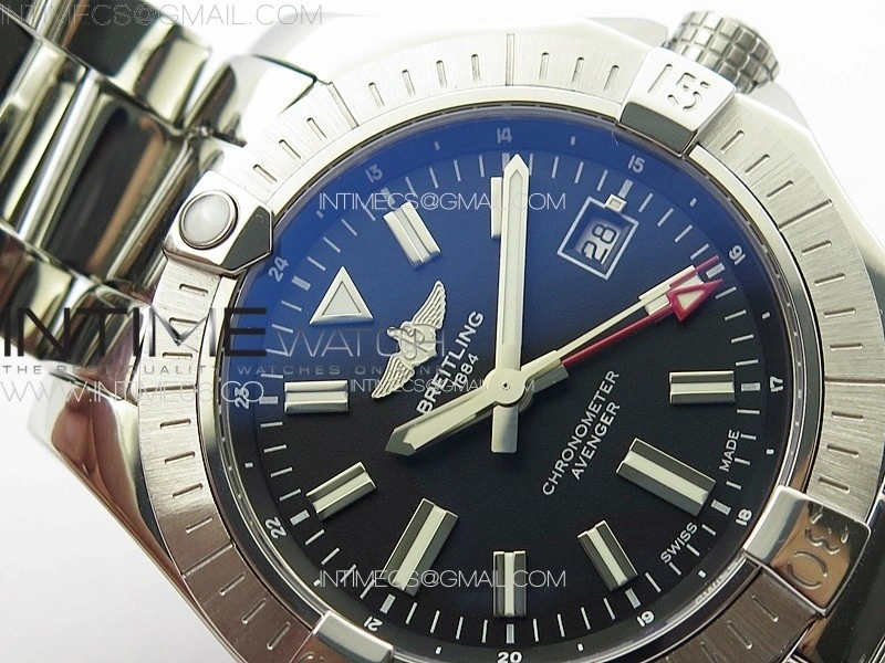 Avenger Automatic 43mm GMT SS B50 Best Edition Black Dial on SS Bracelet A2824
