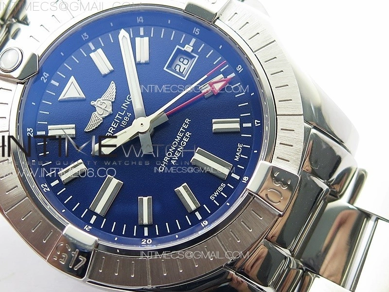 Avenger Automatic 43mm GMT SS B50 Best Edition Blue Dial on SS Bracelet A2824
