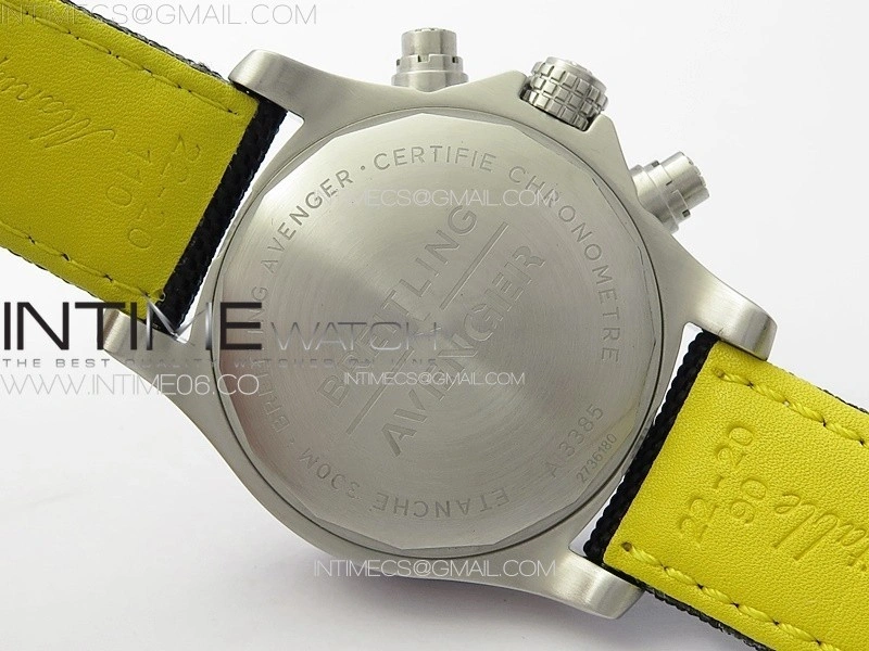 Avenger Chrono SS Red Second hand B50 Black Dial on Black Nylon Strap A7750
