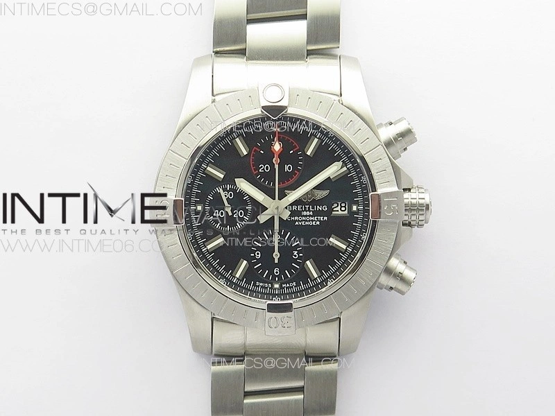 Avenger Chrono SS Red Second hand B50 Black Dial on SS Bracelet A7750