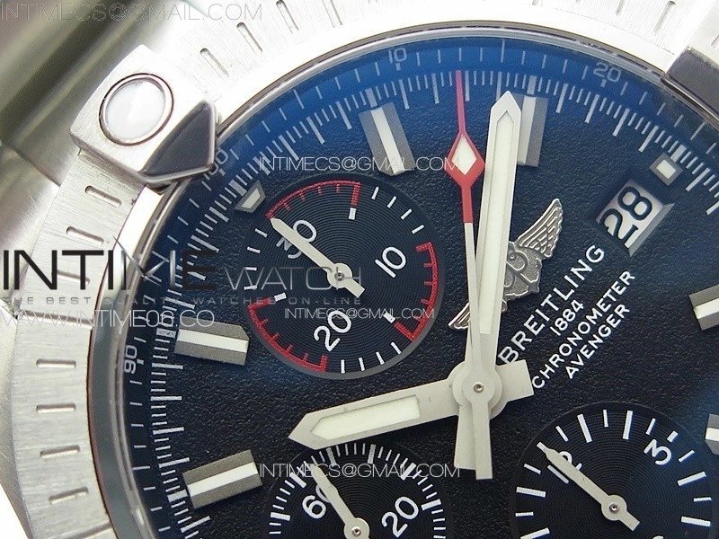 Avenger Chrono SS Red Second hand B50 Black Dial on SS Bracelet A7750