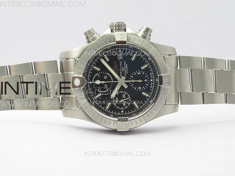 Avenger Chrono SS White Second hand B50 Black Dial on SS Bracelet A7750