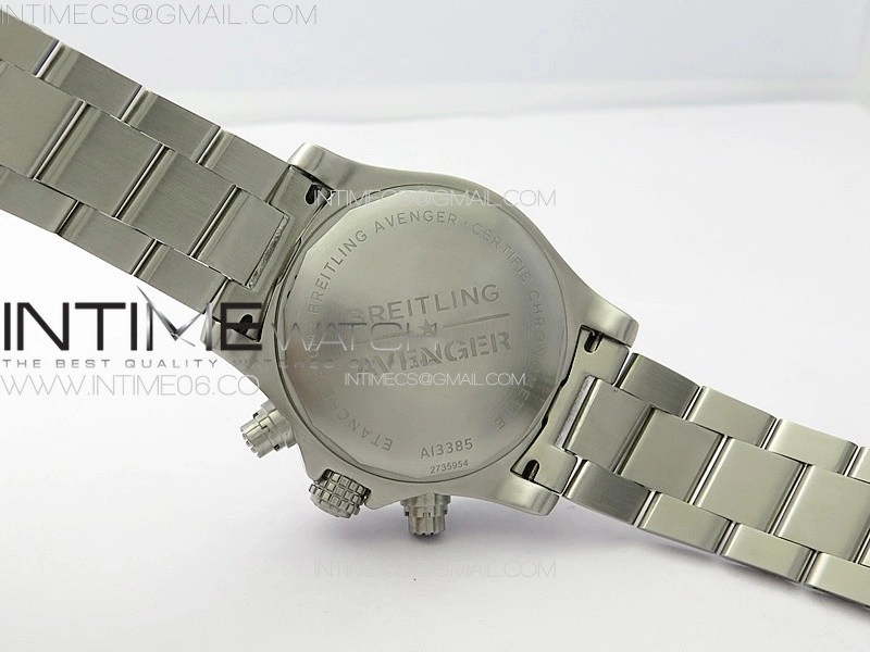 Avenger Chrono SS White Second hand B50 Black Dial on SS Bracelet A7750