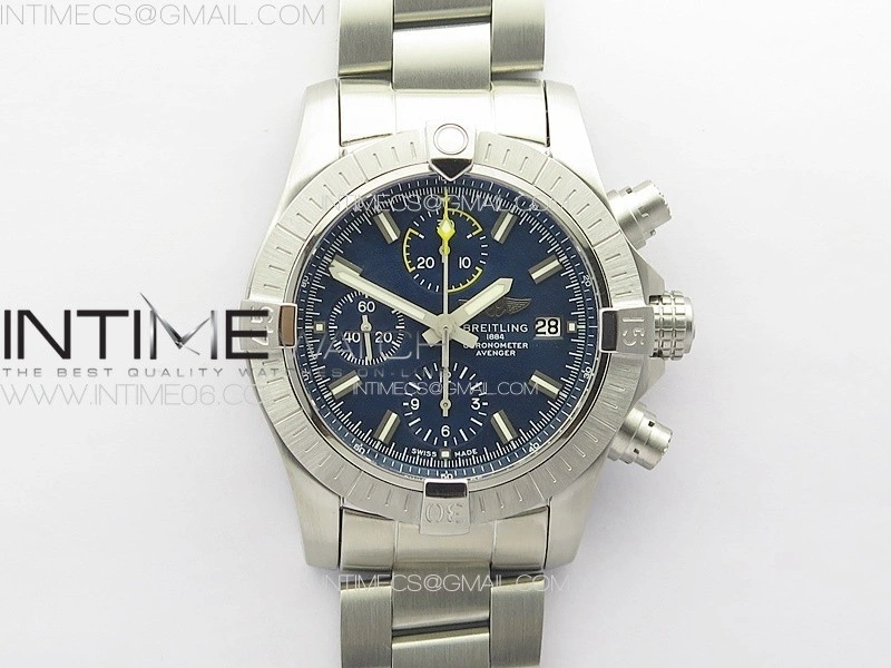 Avenger Chrono SS Yellow Second hand B50 Blue Dial on SS Bracelet A7750