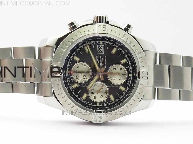 Avenger Chronograph 43mm SS B12F Best Edition Black Dial on SS Bracelet A7750