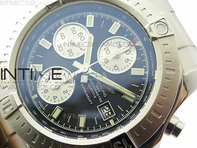 Avenger Chronograph 43mm SS B12F Best Edition Black Dial on SS Bracelet A7750