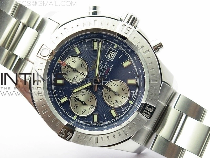 Avenger Chronograph 43mm SS B12F Best Edition Blue Dial on SS Bracelet A7750