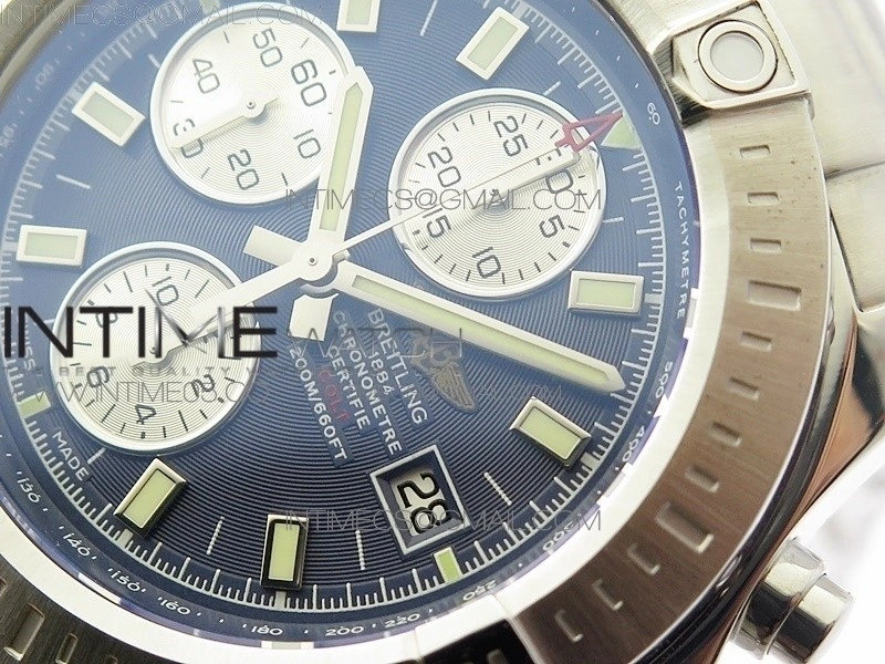 Avenger Chronograph 43mm SS B12F Best Edition Blue Dial on SS Bracelet A7750
